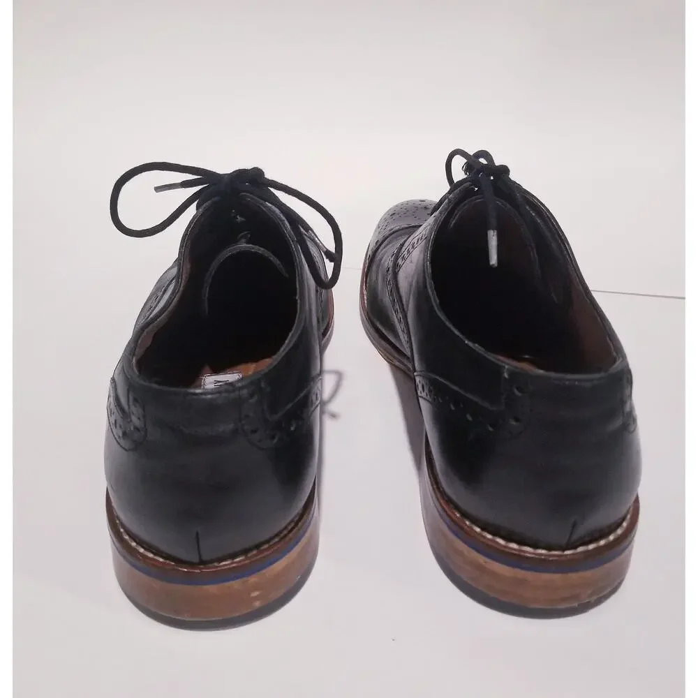 Johnston & Murphy Black Leather Cap Toe Oxford Shoes
